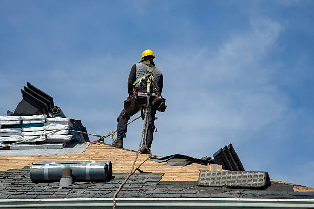 Professional Gutter Installation technician working in Chaplin, CT